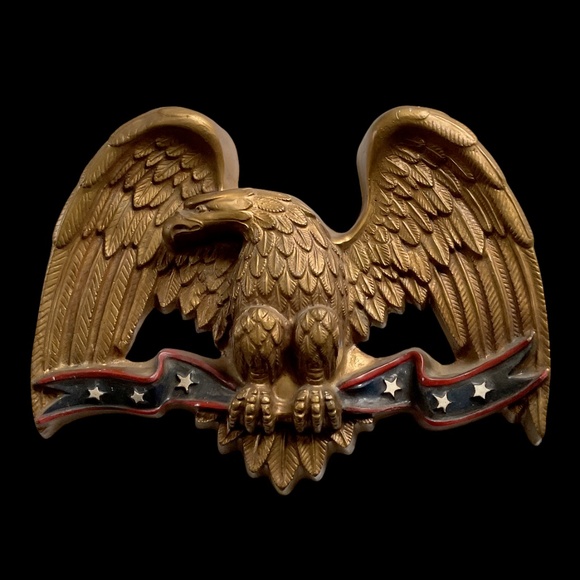 Sold - Vintage Syroco Gold Patriotic American Eagle Wall Palque - Picture 1 of 9